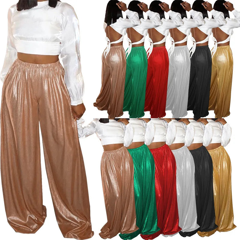 Women boutique clothes women's wide leg pants fashion flare  pants ladies trousers&pants for plus size women