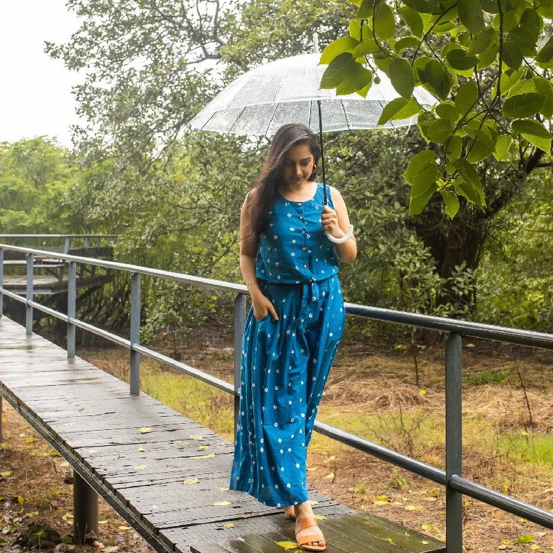 Blue Bandhani Jumpsuit