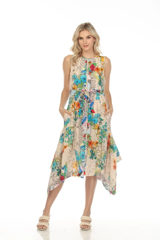 Johnny Was Sequence Naia Silk Floral Handkerchief Midi Dress Boho Chic C36723A2