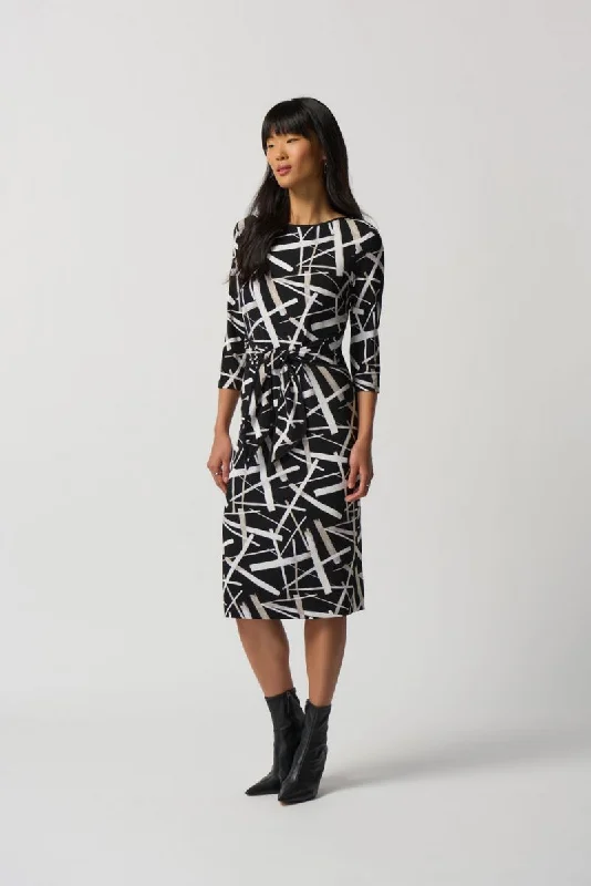 Joseph Ribkoff Black/Multi Abstract Print 3/4 Sleeve Sheath Dress 233175