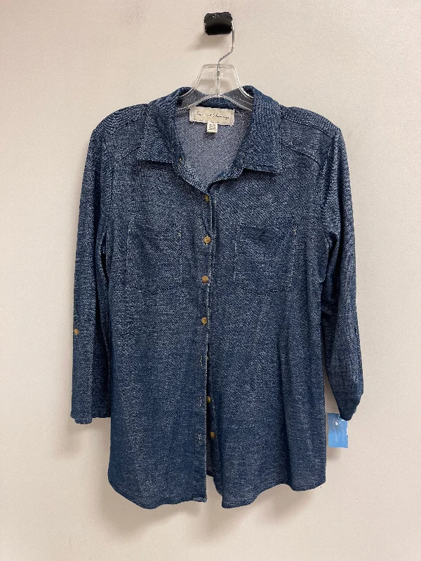 Blouse Long Sleeve By French Laundry In Blue, Size: M