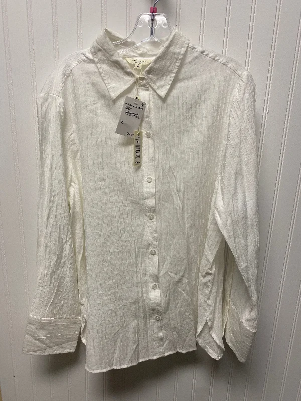 Blouse Long Sleeve By Max Studio In White, Size: Xl