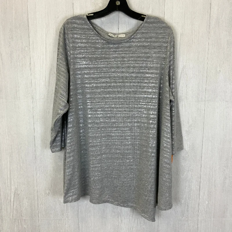 Grey Top 3/4 Sleeve Signature Collection, Size 1x