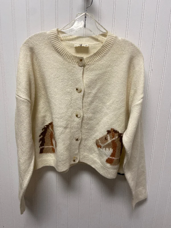 Sweater Cardigan By Rban Daisy In Beige, Size: M