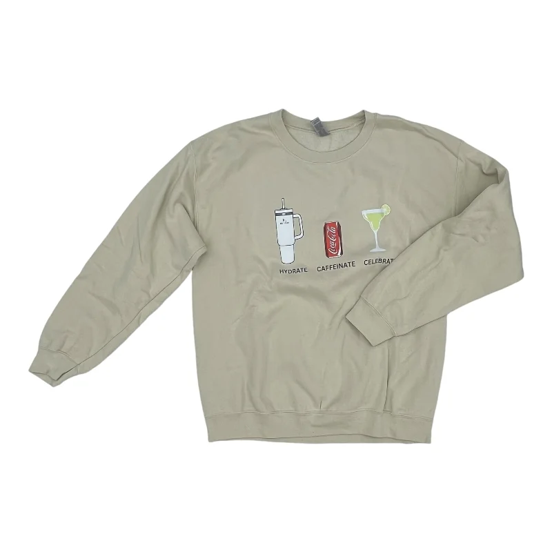 Sweatshirt Crewneck By Gildan In Beige, Size:L