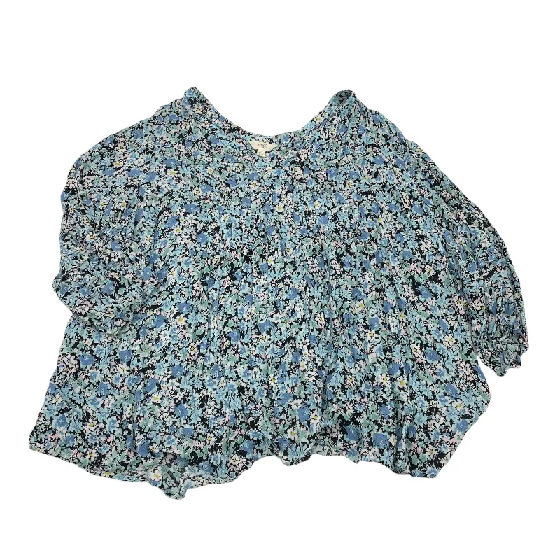 Top 3/4 Sleeve By Terra & Sky In Blue, Size:3X