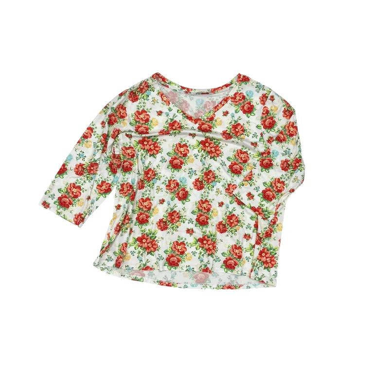 Top 3/4 Sleeve By The Pioneer Woman In Floral Print, Size:2X