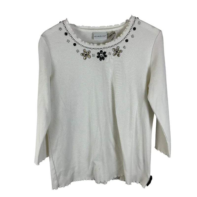 Top Long Sleeve Basic By Alfred Dunner In White, Size: M