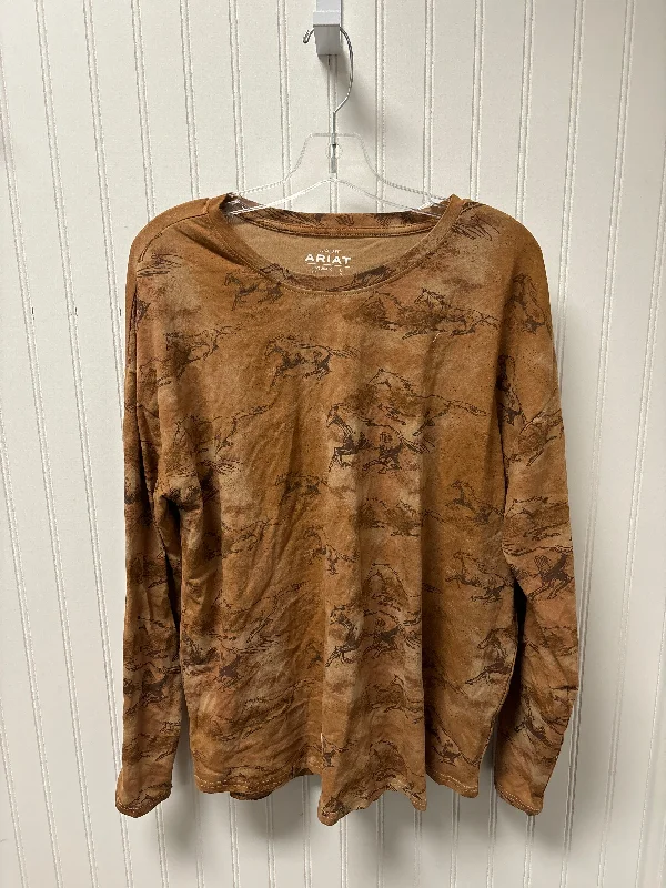 Top Long Sleeve Basic By Ariat In Brown, Size: L