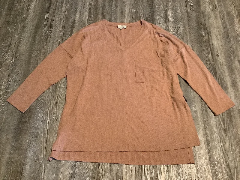 Top Long Sleeve By Chenault In Tan, Size: M