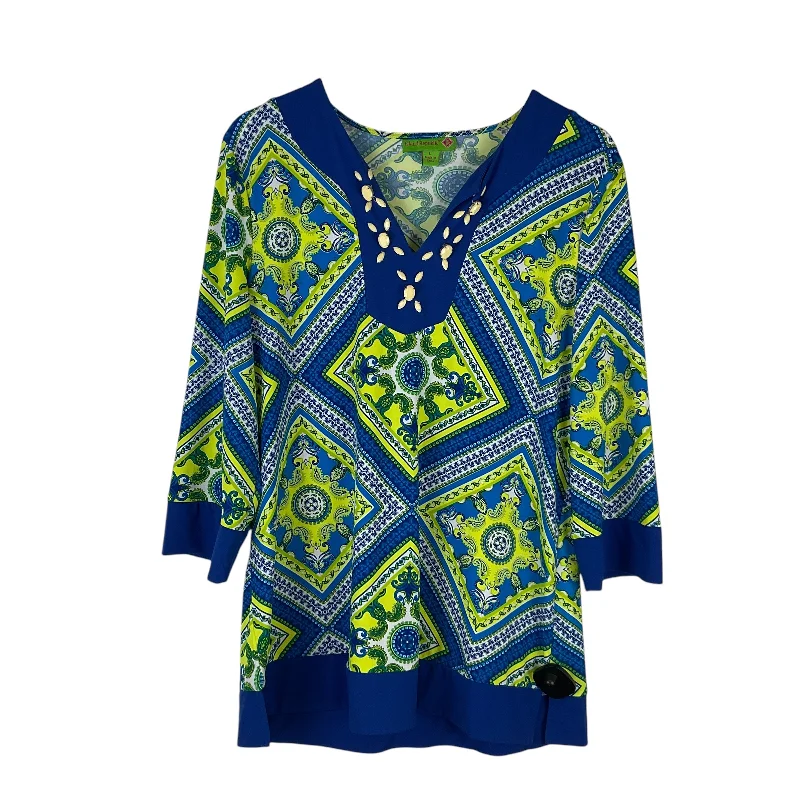 Top Long Sleeve By Island Republic In Blue & Green, Size: L