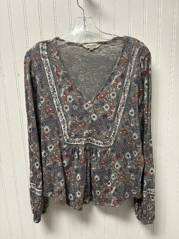 Top Long Sleeve By Lucky Brand In Floral Print, Size: M