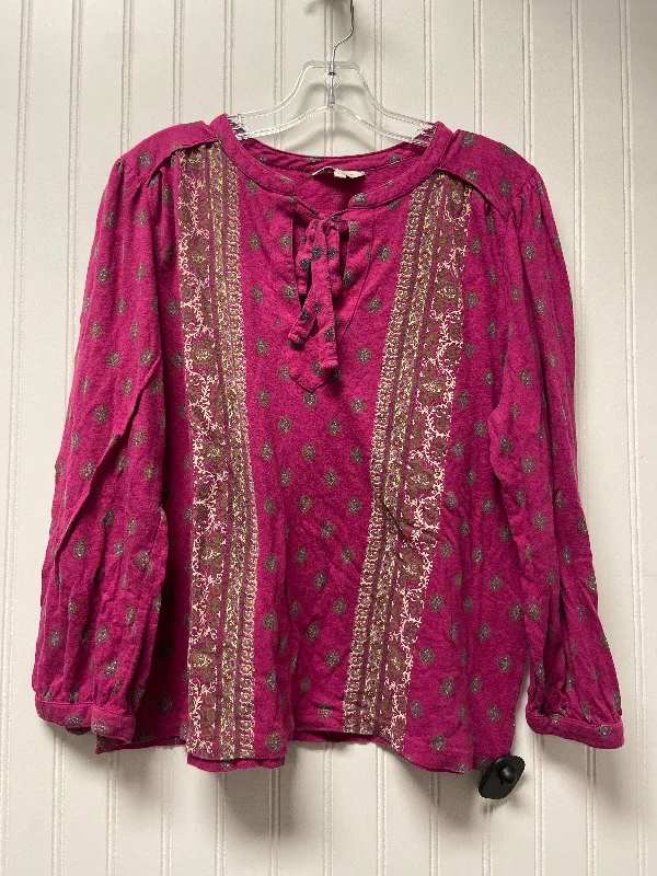 Top Long Sleeve By Lucky Brand In Pink & Purple, Size: L