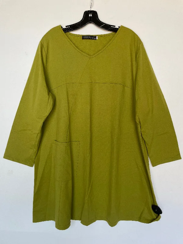 Top Long Sleeve By Zanzea In Green, Size: 3x