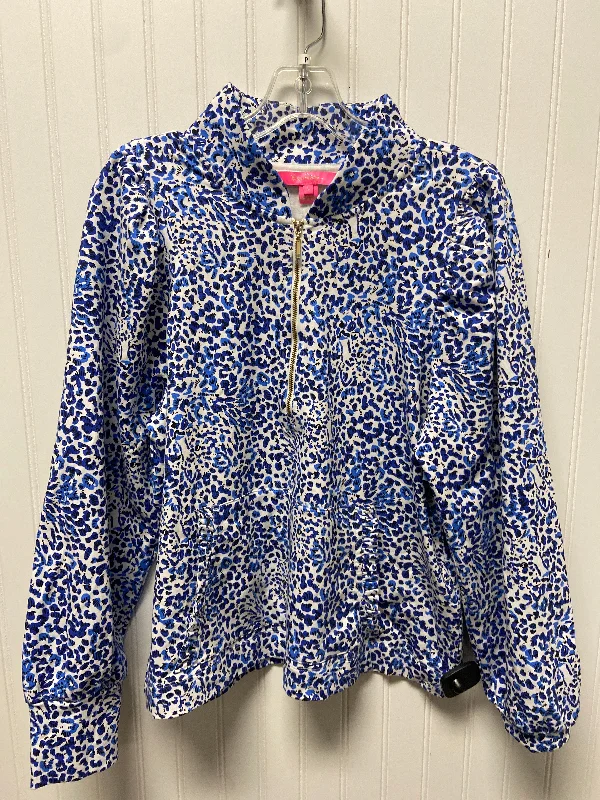 Top Long Sleeve Designer By Lilly Pulitzer In Blue & White, Size: L