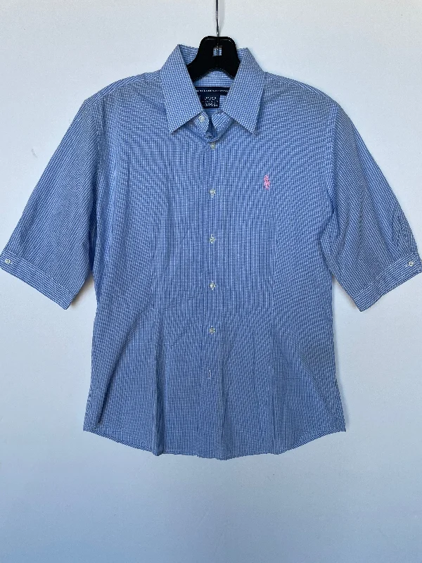 Top Short Sleeve By Ralph Lauren Blue Label In Plaid Pattern, Size: 10