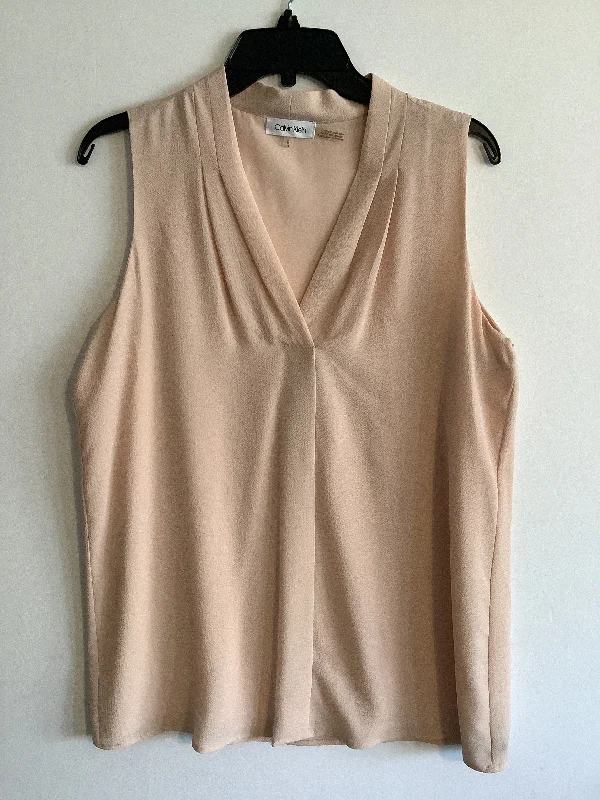 Top Sleeveless By Calvin Klein In Peach, Size: M