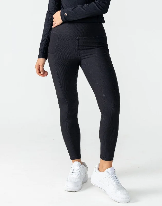 Equipad Ribbed Riding Leggings - Black