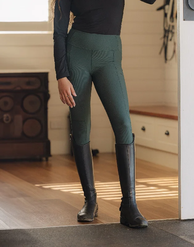 Equipad Ribbed Riding Leggings - Jade Green