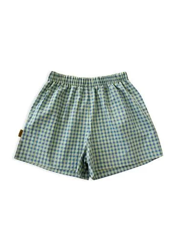 Women checked shorts - Green/Blue