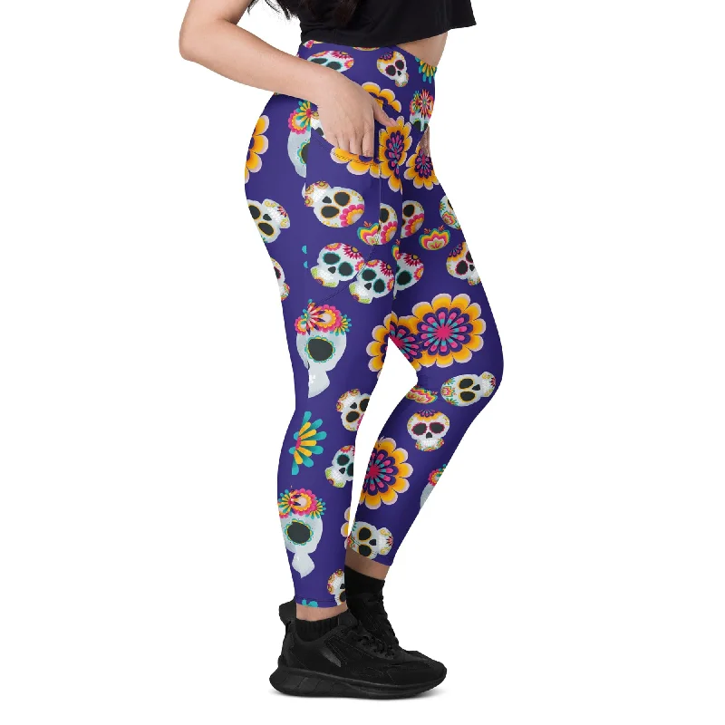 Women's Mexican Skulls Leggings With pockets