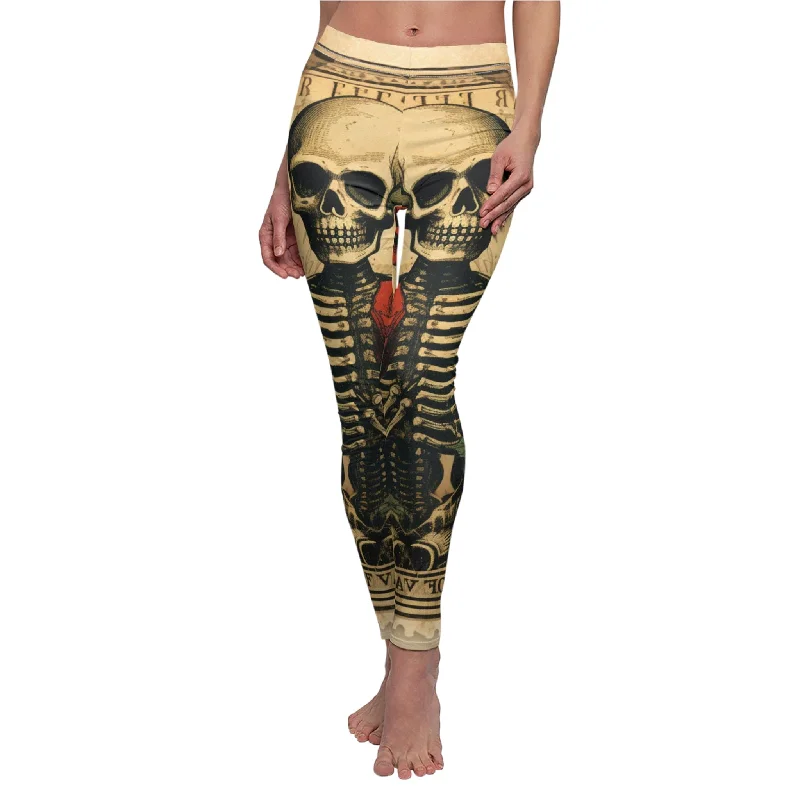 Women's Vintage Skull & Rose Casual Leggings